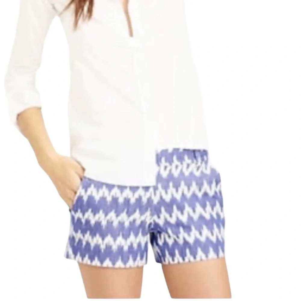 J. CREW Blue and White Patterned Shorts